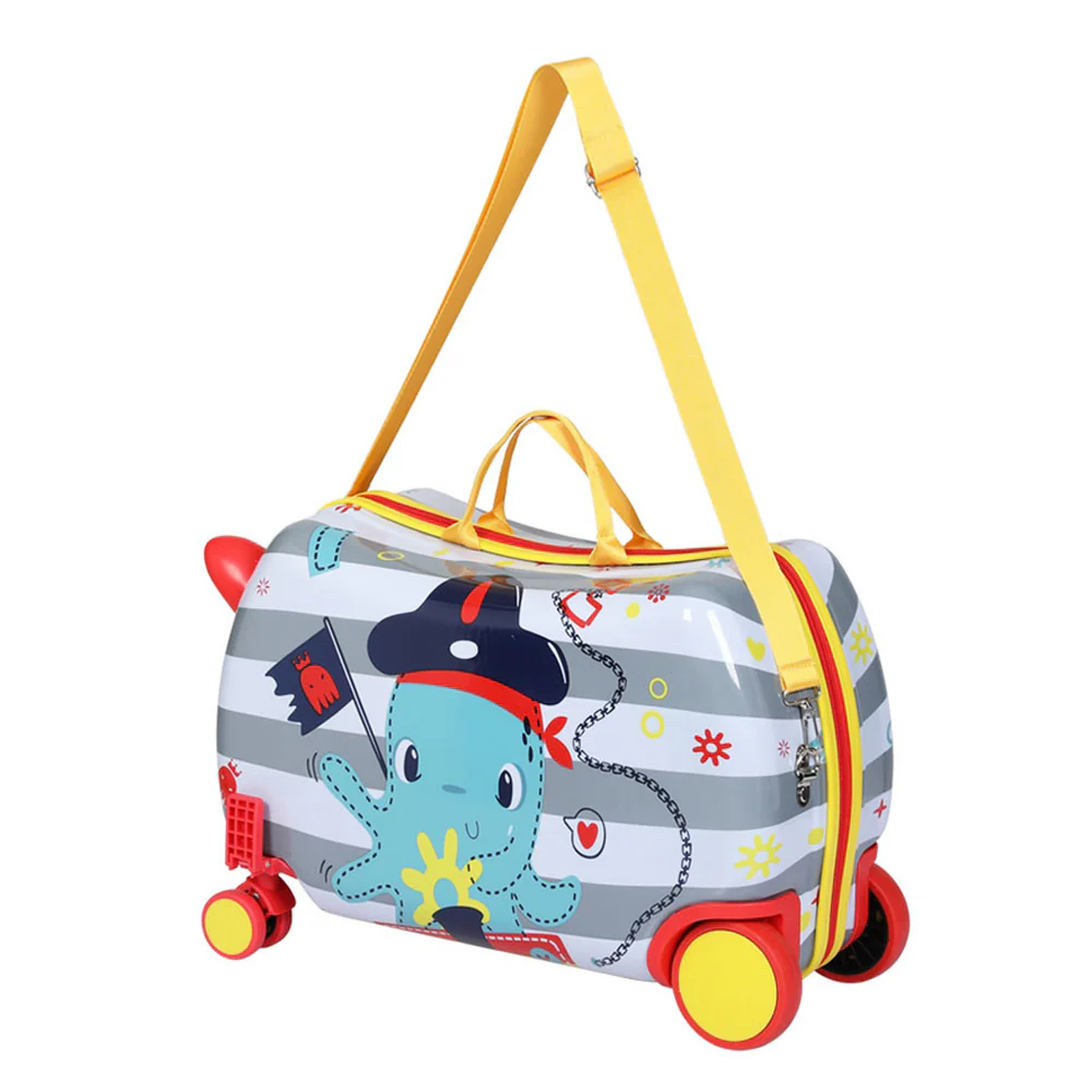 17inch Kids Ride On Luggage Children Suitcase Trolley Travel - Octopus - Nurns