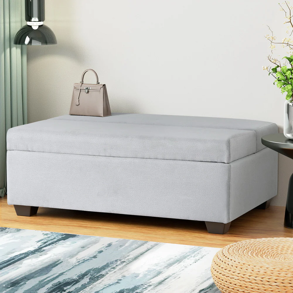 112cm Ottoman Storage Sofa Bed Foldable - Grey - Nurns