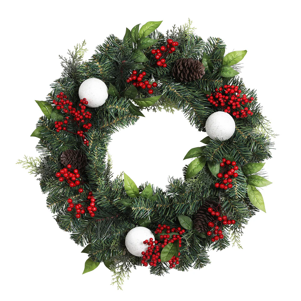 2FT 60CM Christmas Wreath with Decor Xmas Tree Decoration - Nurns