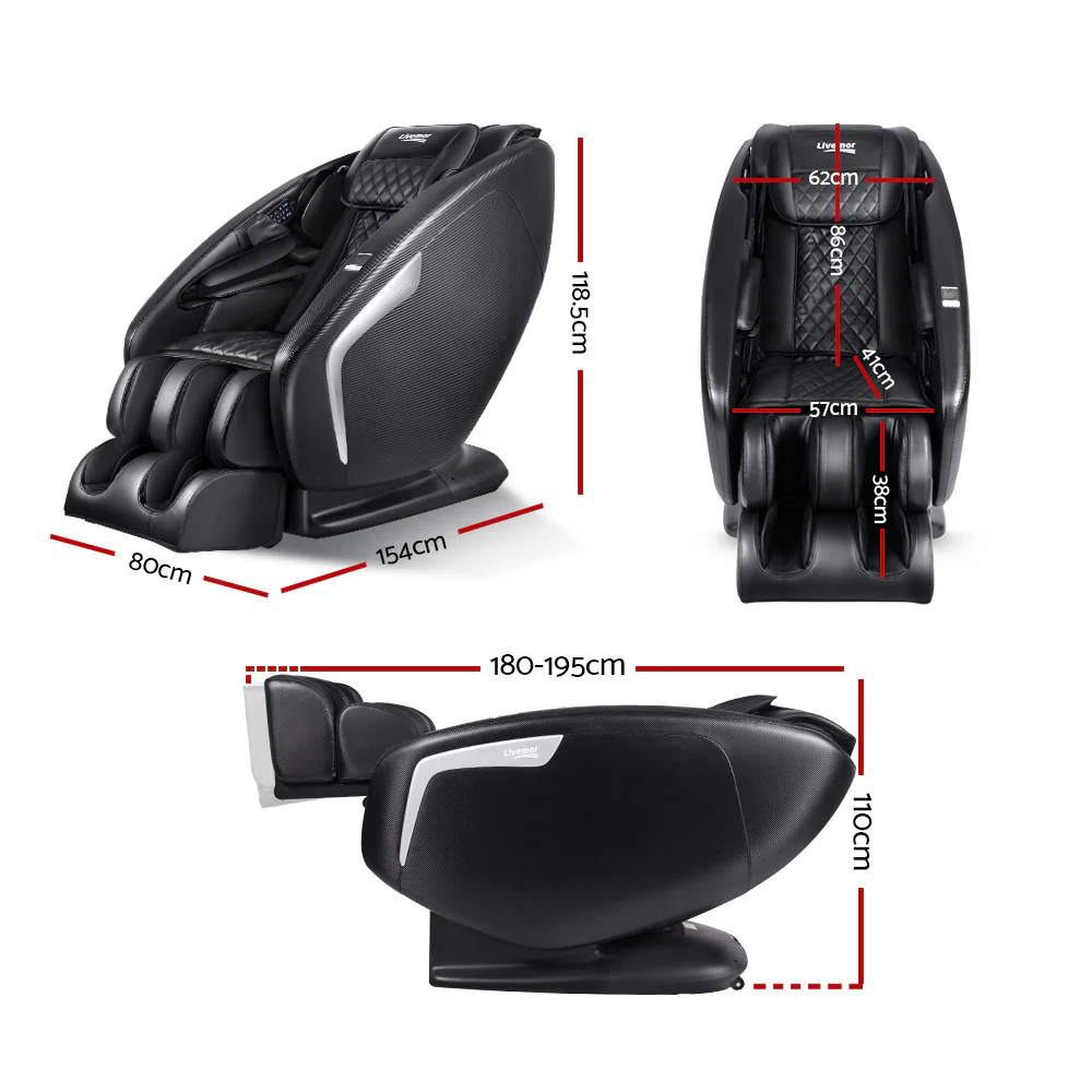 3D Electric Massage Chair Shiatsu Kneading Massager Zero Gravity Large Black - Nurns