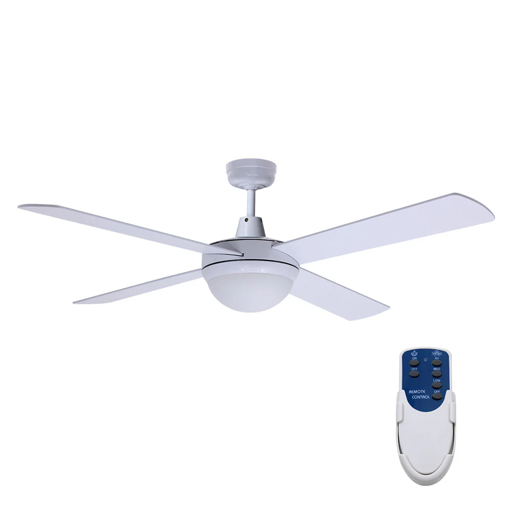 52'' Ceiling Fan w/Light w/Remote Timer - White - Nurns