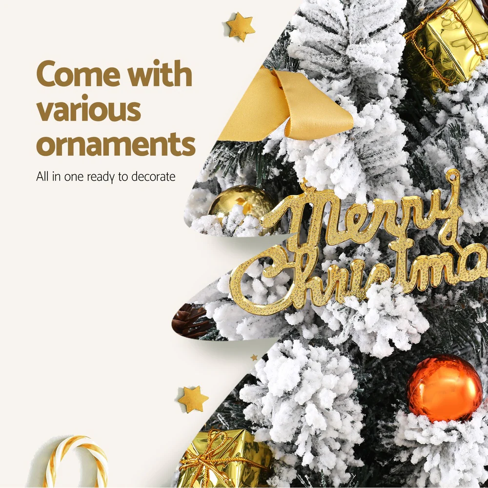 2ft 0.6m 100 Tips Tabletop Christmas Tree Snowy Xmas Topper Ornaments - Nurns