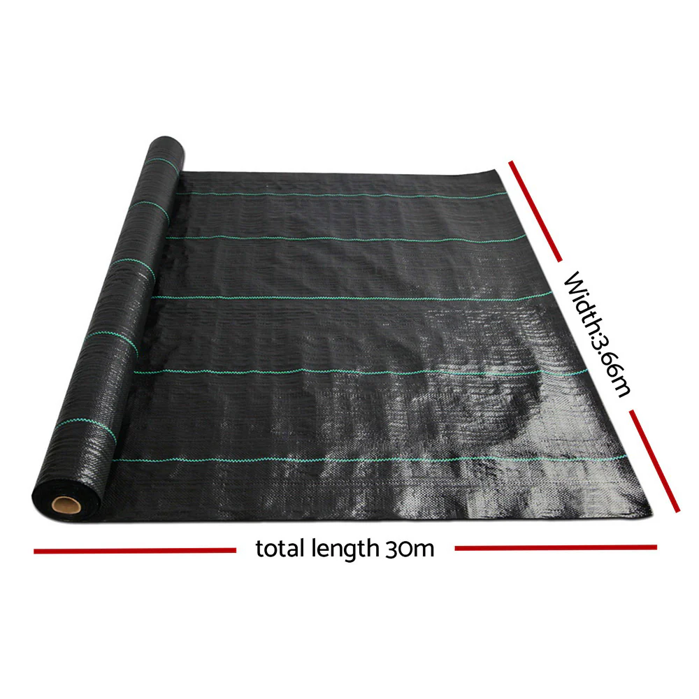 3.66mx30m Weedmat Weed Control Mat Woven Fabric Gardening Plant PE - Nurns