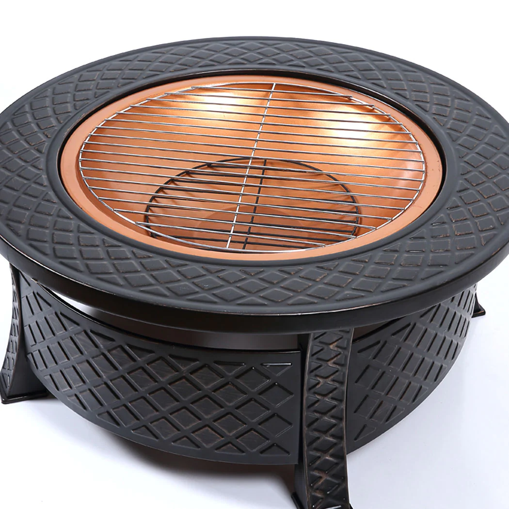 3 in 1 Outdoor Garden Fire Pit BBQ Firepit Brazier Round Stove Patio Heater - Nurns
