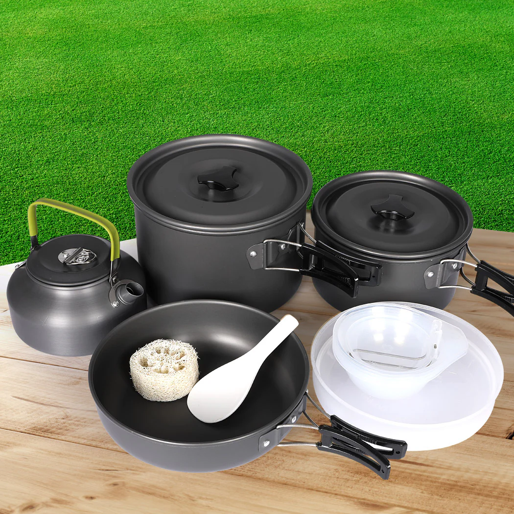 16Pcs Camping Cookware Set Outdoor Hiking Cooking Pot Pan Portable Picnic - Nurns