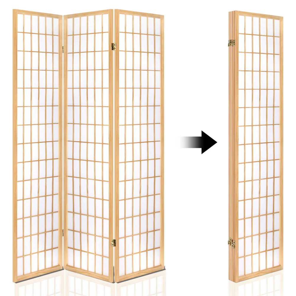 4 Panel Room Divider Screen 174x179cm - Natural - Nurns