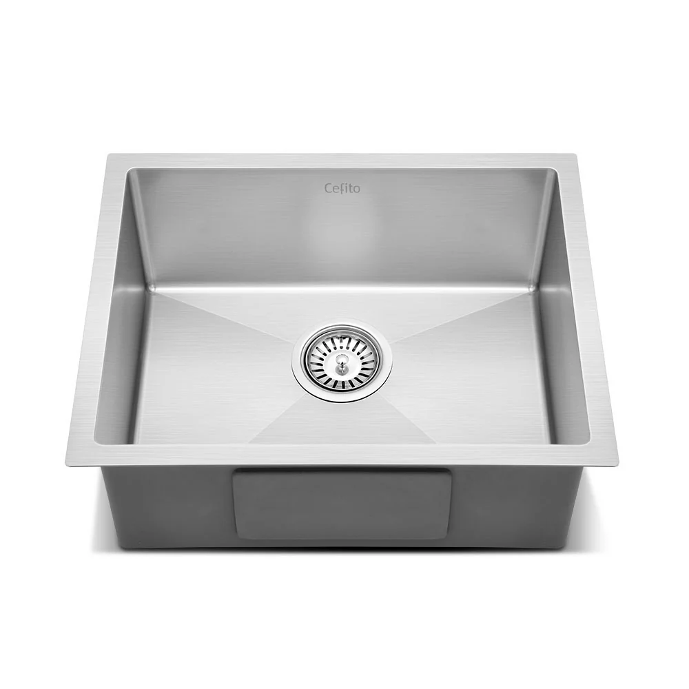 54cm x 44cm Stainless Steel Kitchen Sink Under/Top/Flush Mount Black - Nurns