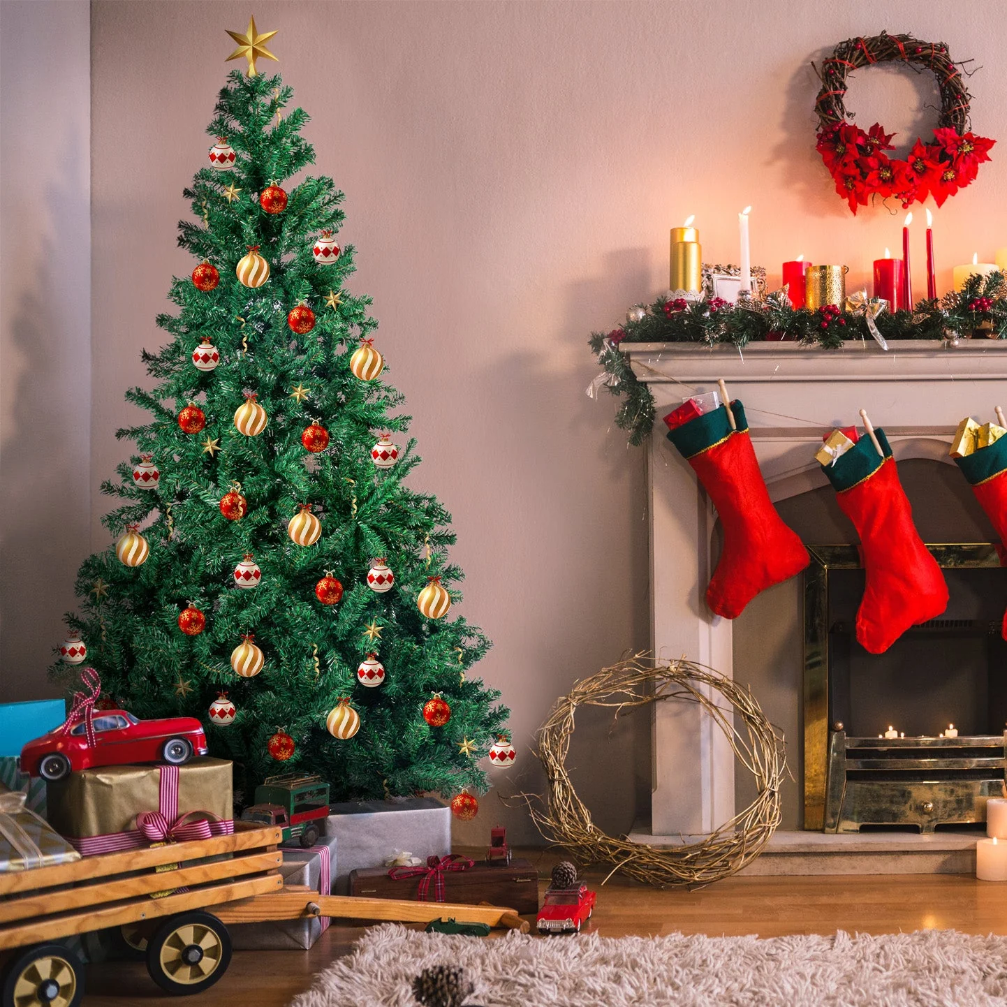 4ft 1.2m 300 Tips Christmas Tree Decor Xmas Decorations Green - Nurns