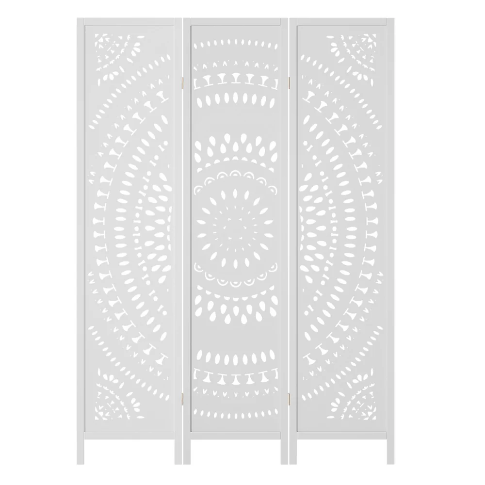 3 Panel Room Divider Screen 132x170cm Circle - White - Nurns