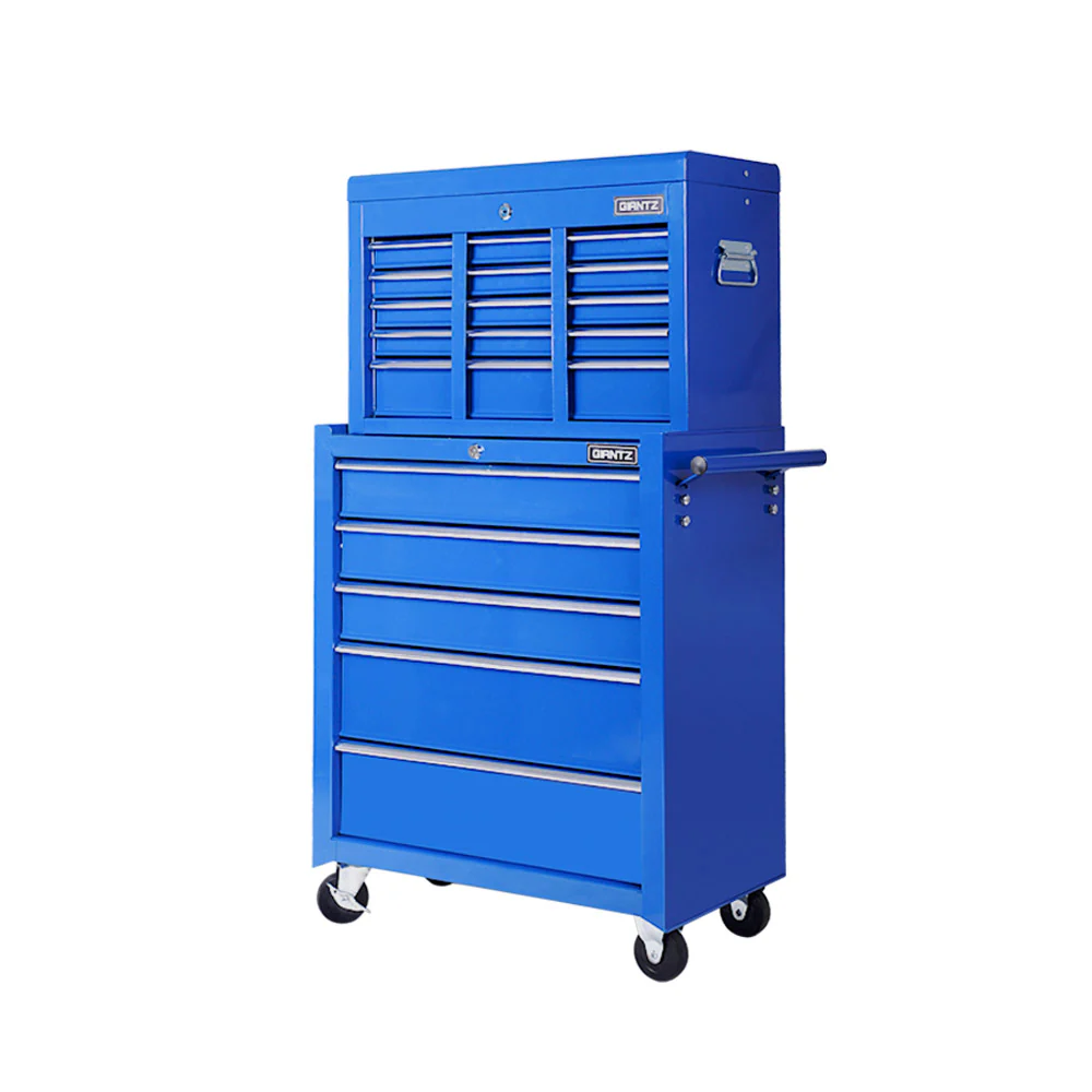 14 Drawers Toolbox Chest Cabinet Mechanic Trolley Garage Tool Storage Box - Blue - Nurns