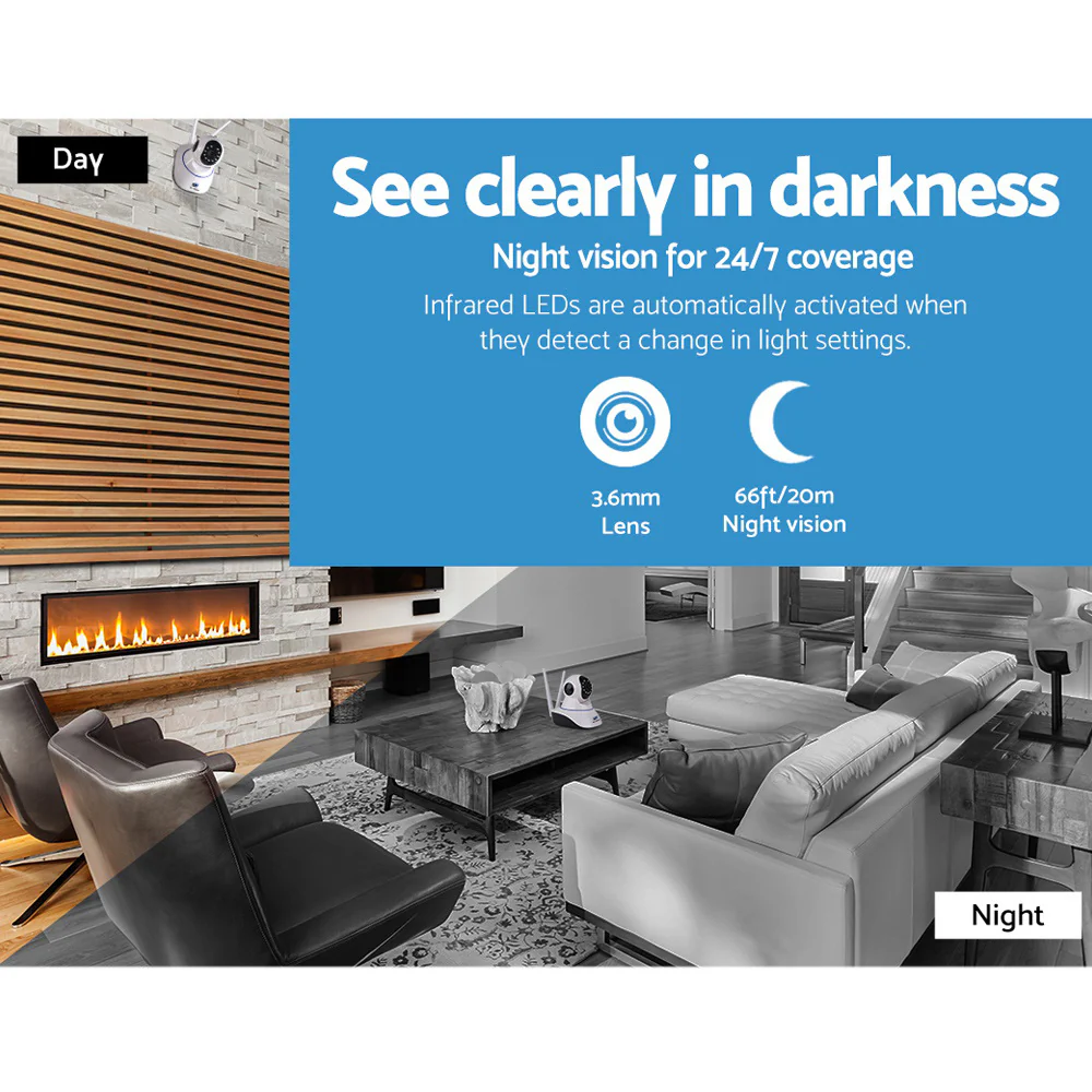 1080P Wireless IP Camera Security WIFI Cam White - Nurns