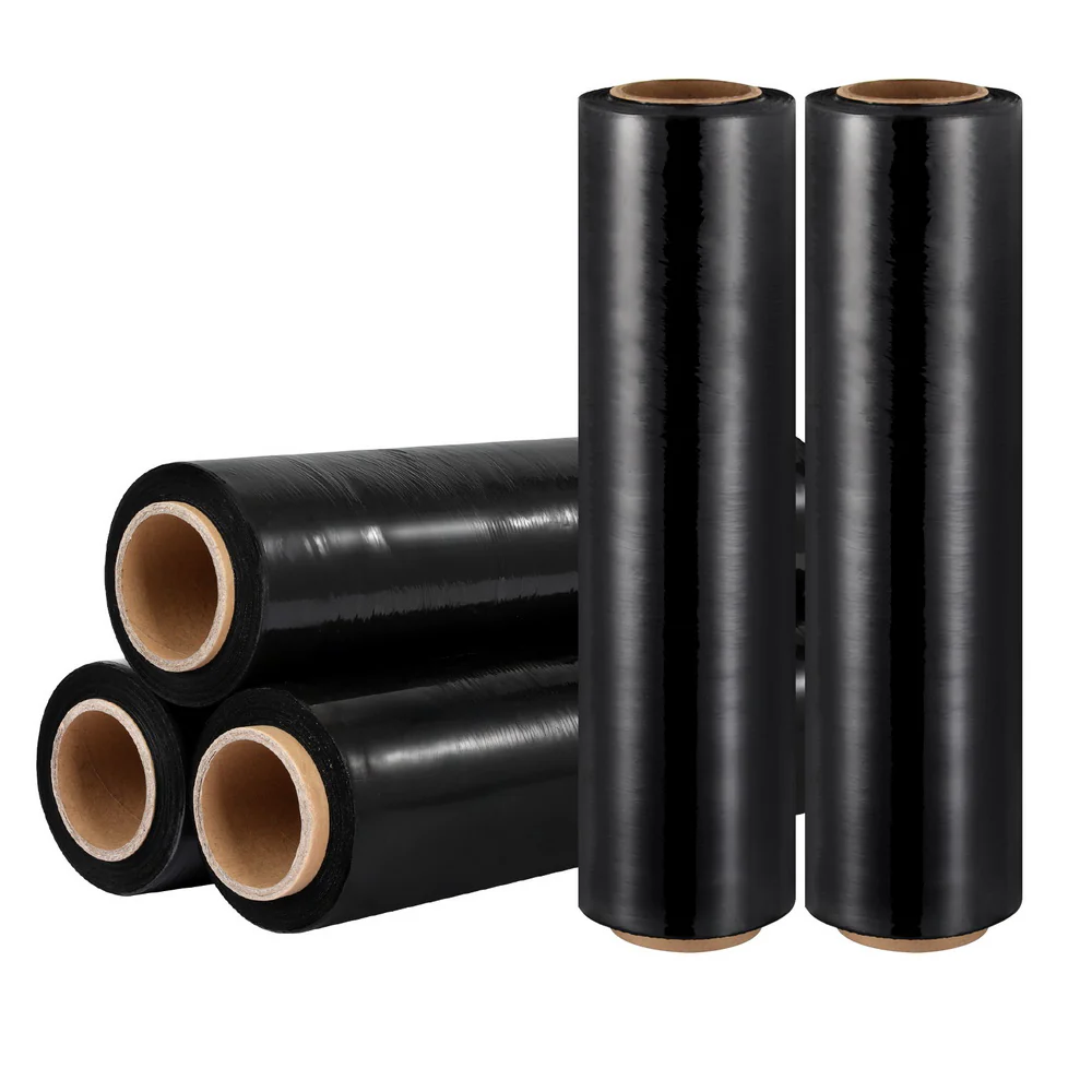 500mm x 400m Stretch Film Pallet Shrink Wrap 5 Rolls Package Use Plastic Black - Nurns