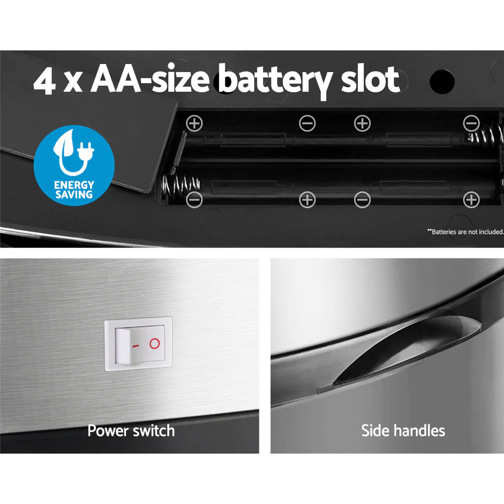 50L Stainless Steel Motion Sensor Rubbish Bin - Nurns