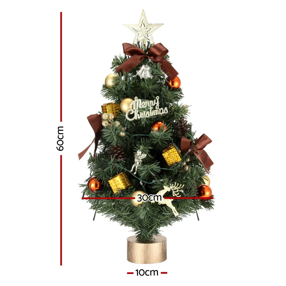 2ft 0.6m 50 LED Tabletop Christmas Tree LED Xmas Topper Ornaments - Nurns