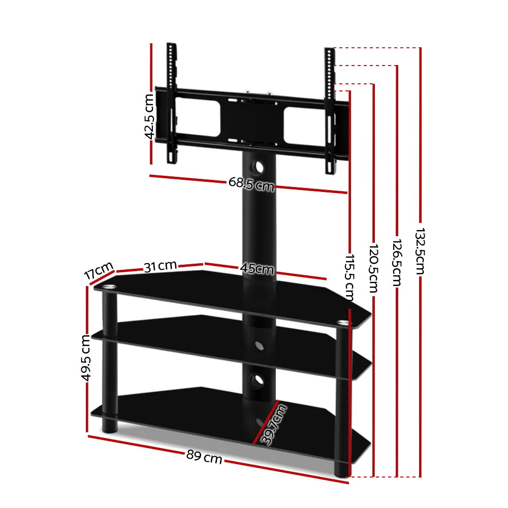 3 Tier Floor TV Stand with Bracket Shelf Mount - Nurns