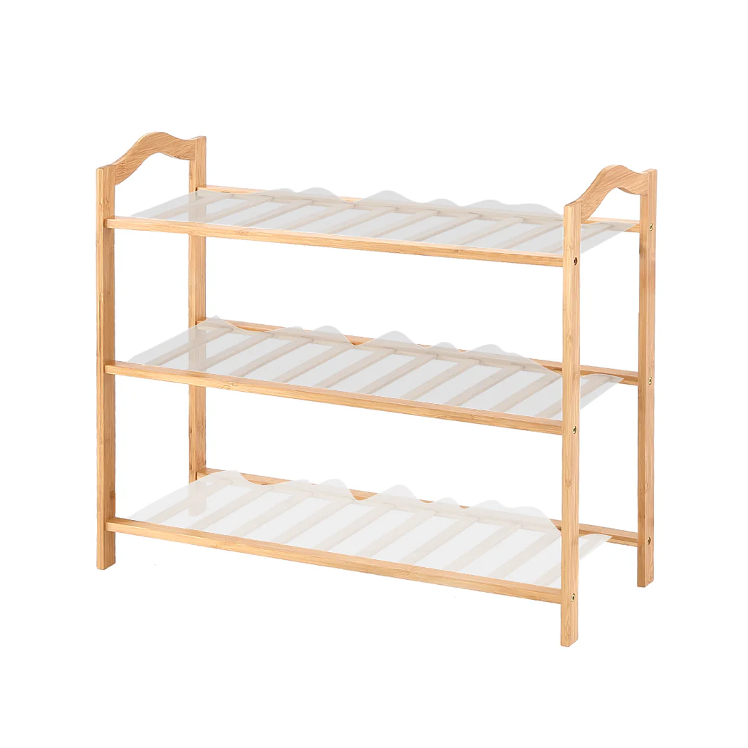 2x Levede 3 Tier Bamboo Shoe Rack Shoes - Nurns