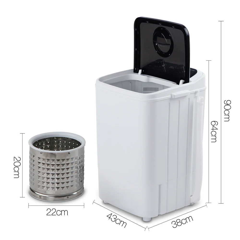 4.6kg Mini Portable Washing Machine - Black - Nurns