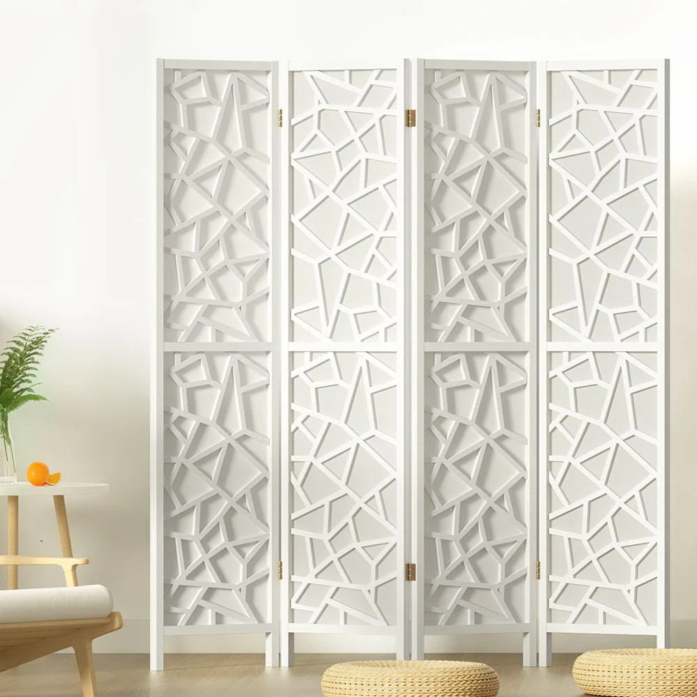 4 Panel Room Divider Screen 162x170cm - White - Nurns