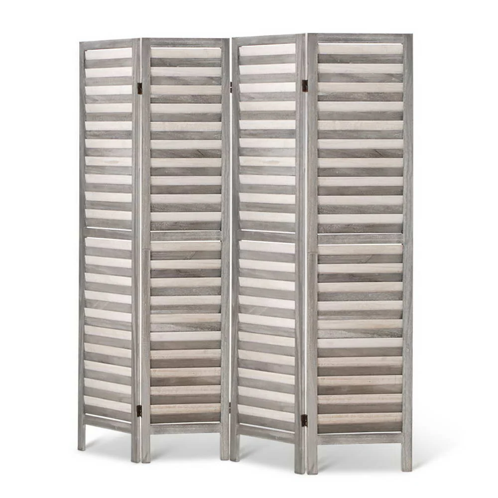 4 Panel Room Divider Screen 163x170cm Louver - Grey - Nurns