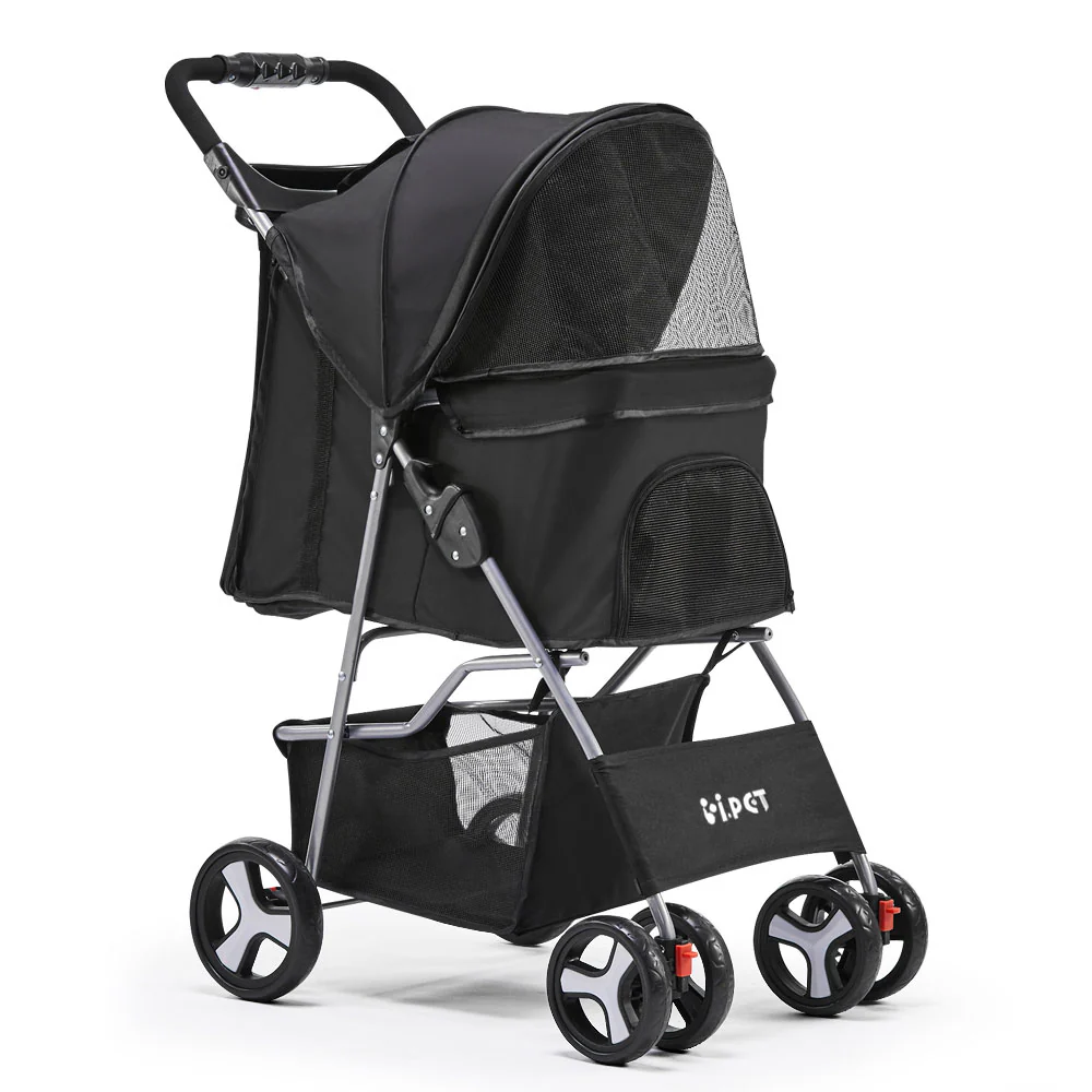 4 Wheel Pet Stroller - Black - Nurns