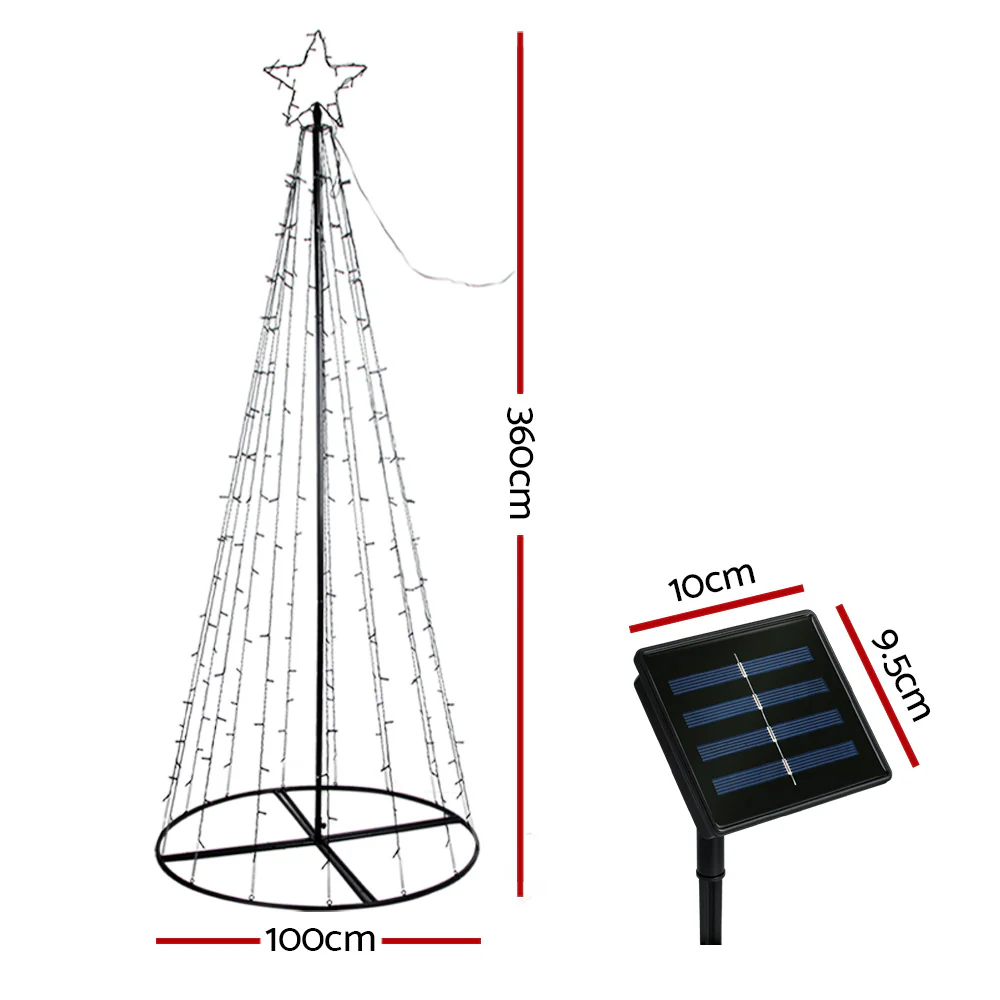 12 ft 3.6m 400 LED Solar Christmas Tree Xmas Tree Decorations 8 Light Modes - Warm White - Nurns