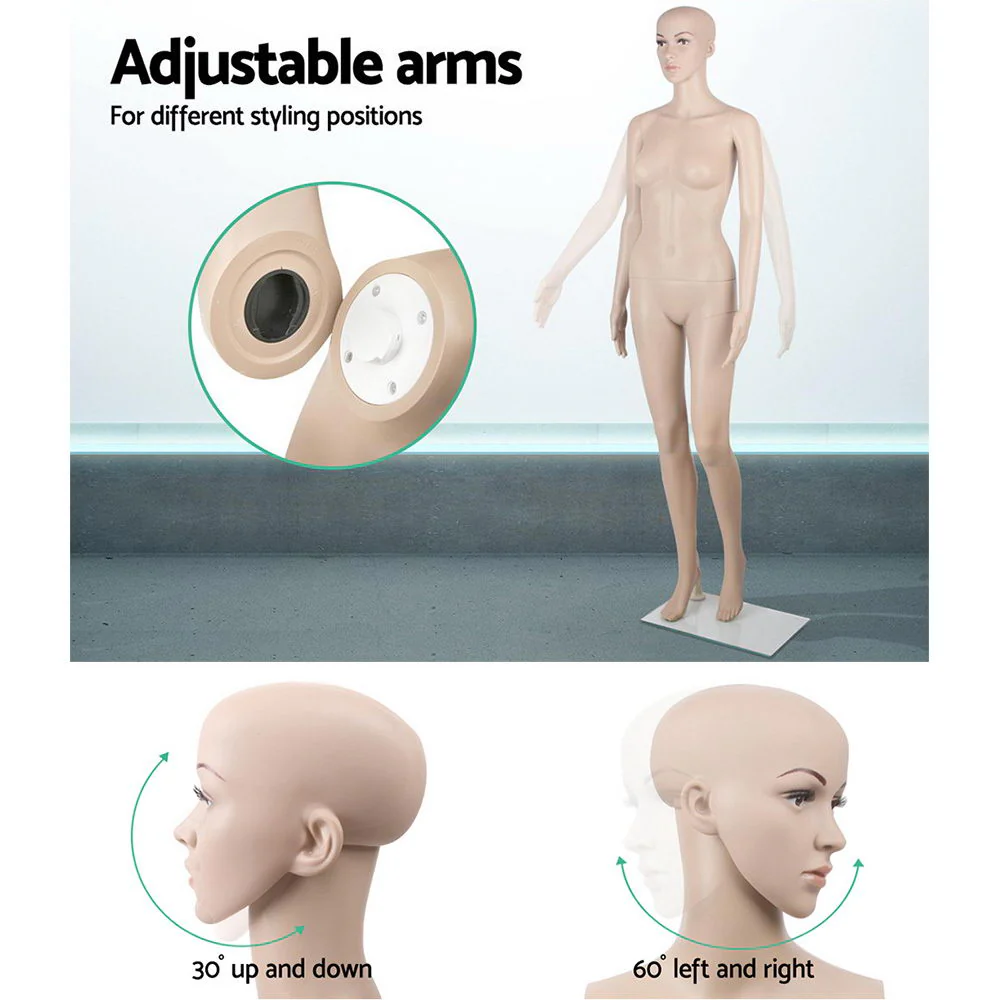 175cm Tall Full Body Female Mannequin - Skin Coloured - Nurns