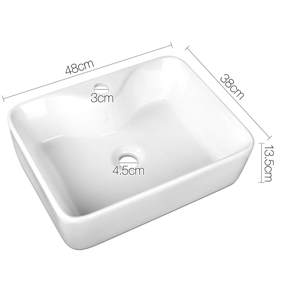 48x38x13.5cm Ceramic Rectangle Sink Bowl - White - Nurns