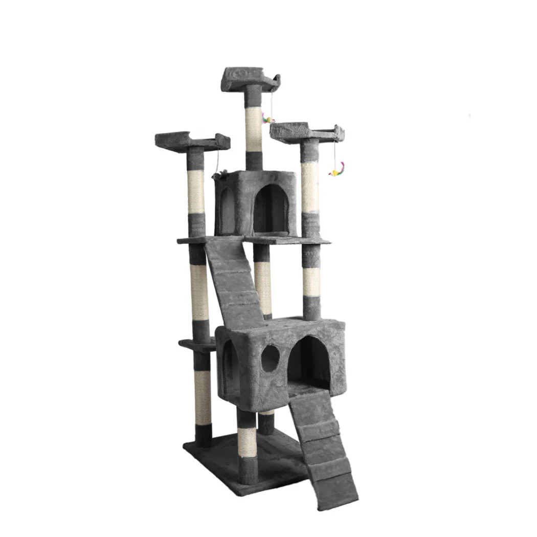 1.8M Cat Scratching Post Tree Gym House Condo Furniture Scratcher Tower Grey - Nurns