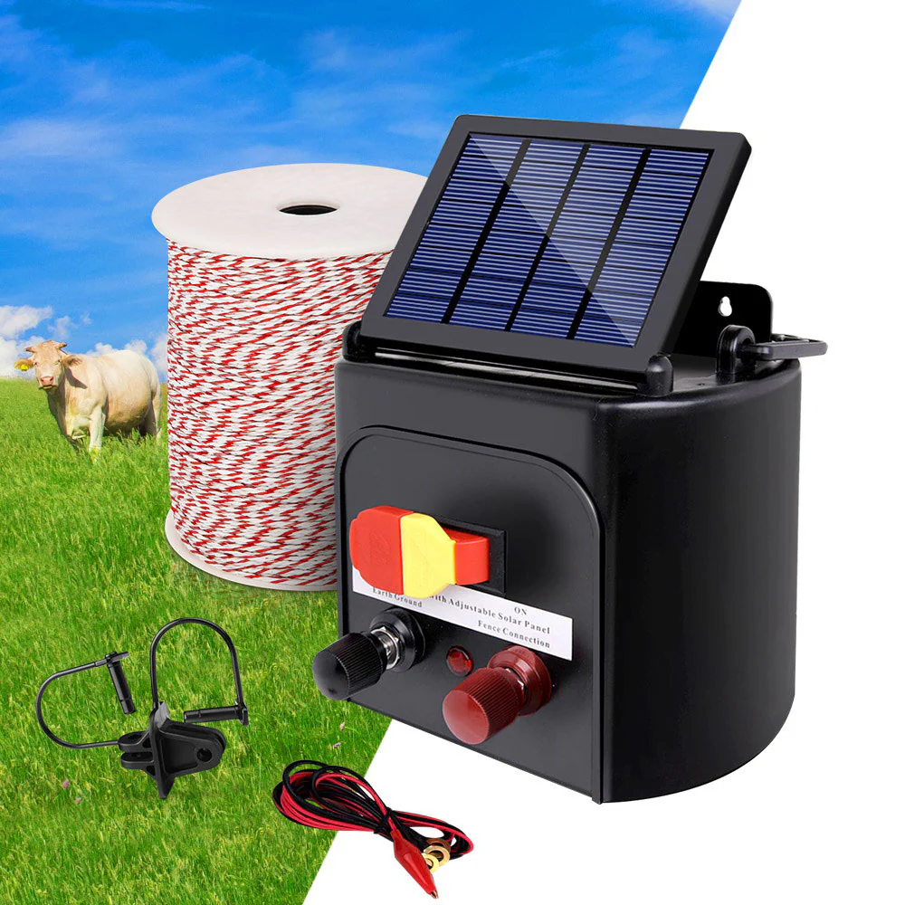 3km Solar Electric Fence Energiser Charger with 500M Tape and 25pcs Insulators - Nurns