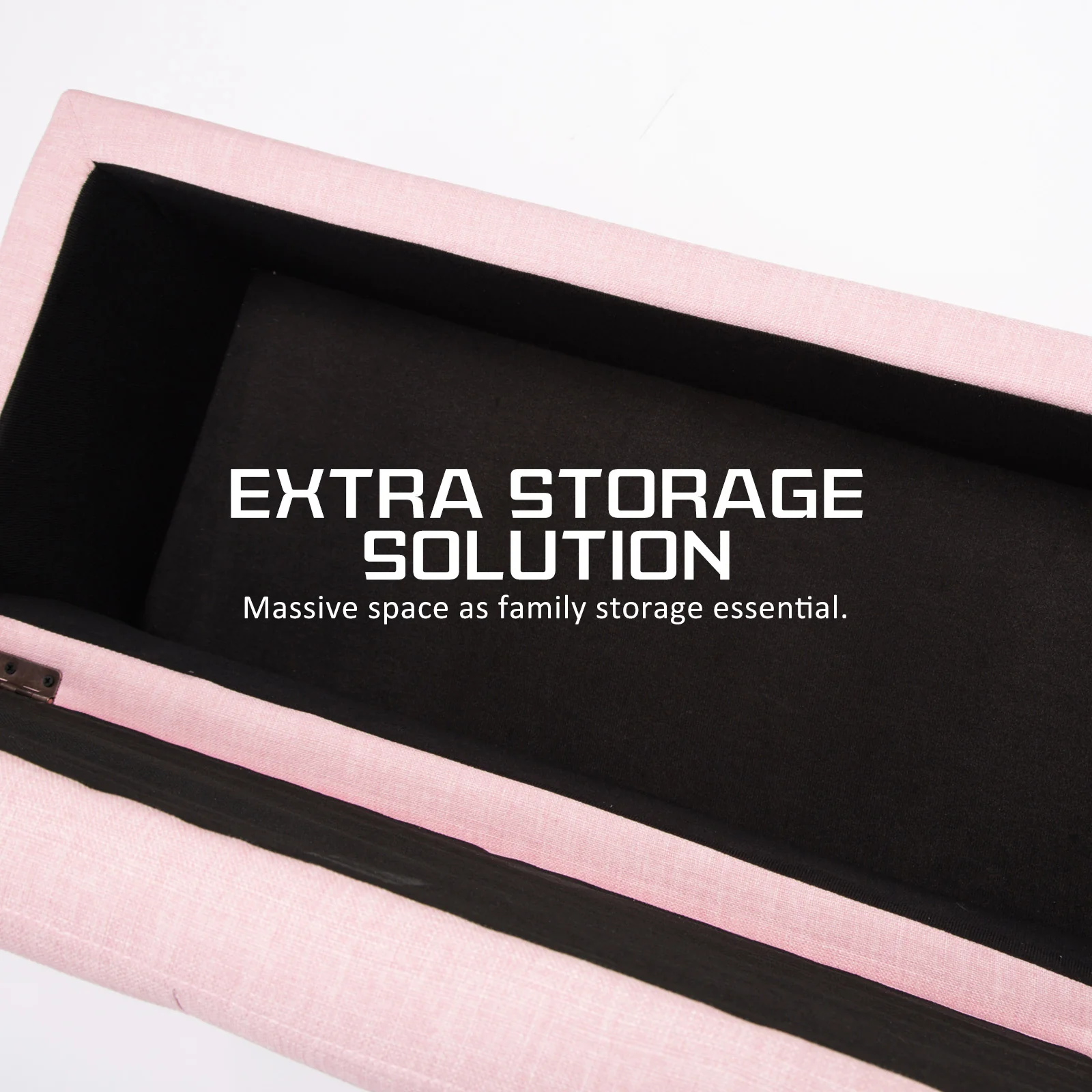 102cm Storage Ottoman Stool Fabric - Pink - Nurns