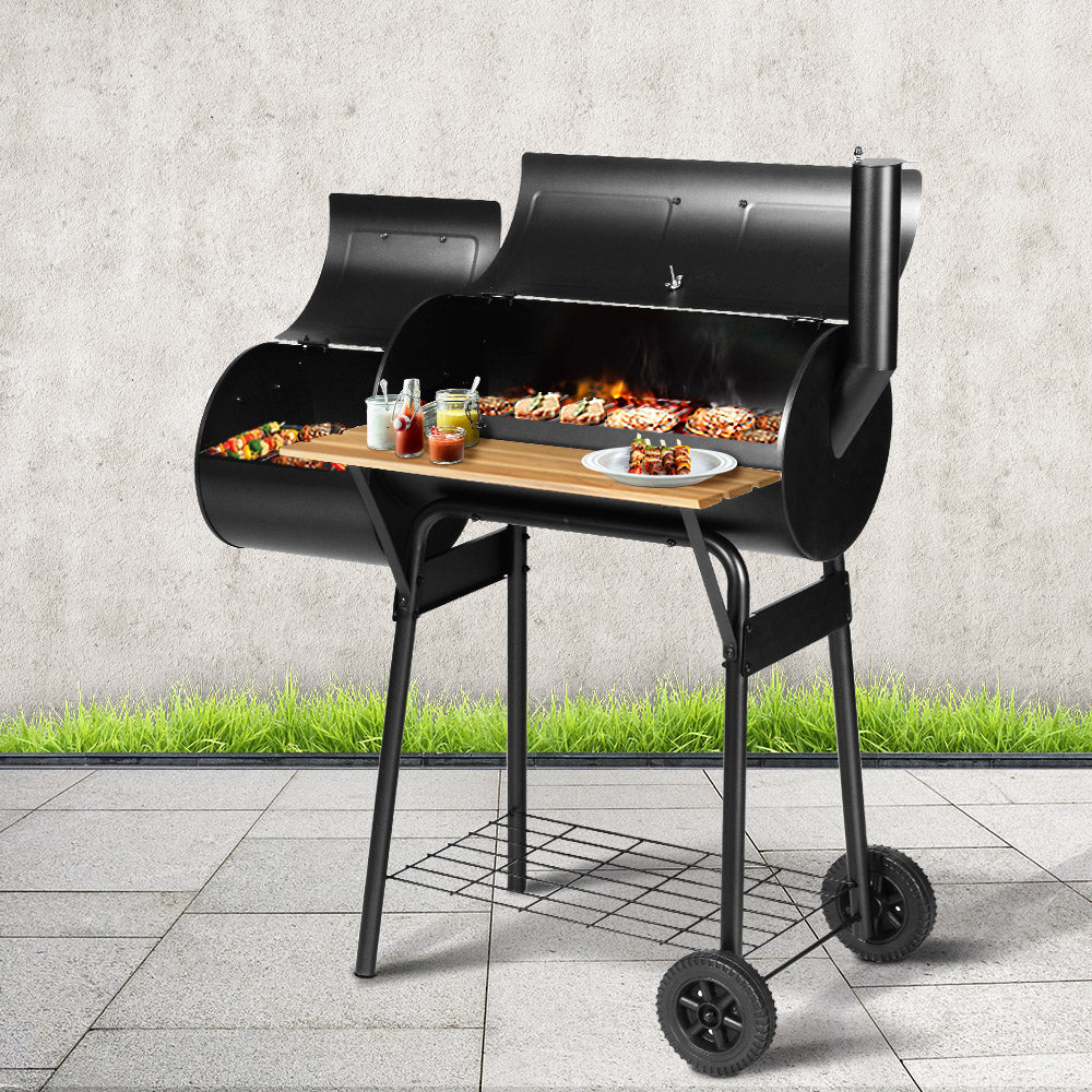 2-in-1 offset BBQ Smoker - Black - Nurns