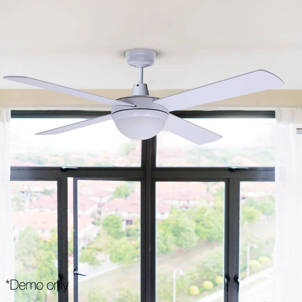 52'' Ceiling Fan w/Light w/Remote Timer - White - Nurns