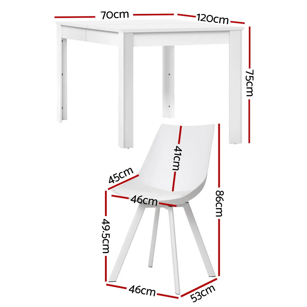 5-Piece Nello White Dining Table & Chair Set Rectangle - Nurns