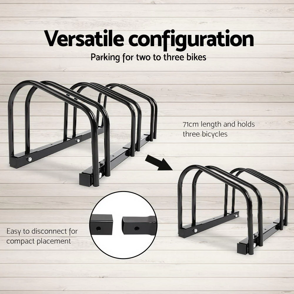 3 Bike Stand Floor Bicycle Storage Black - Nurns