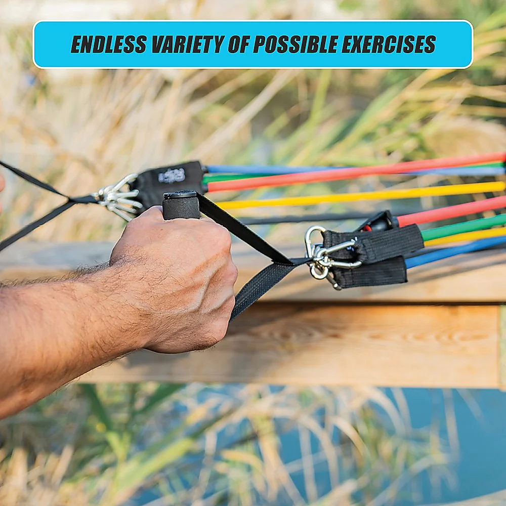 19PC Resistance Exercise Fitness Bands Tubes Kit Yoga Set - Nurns