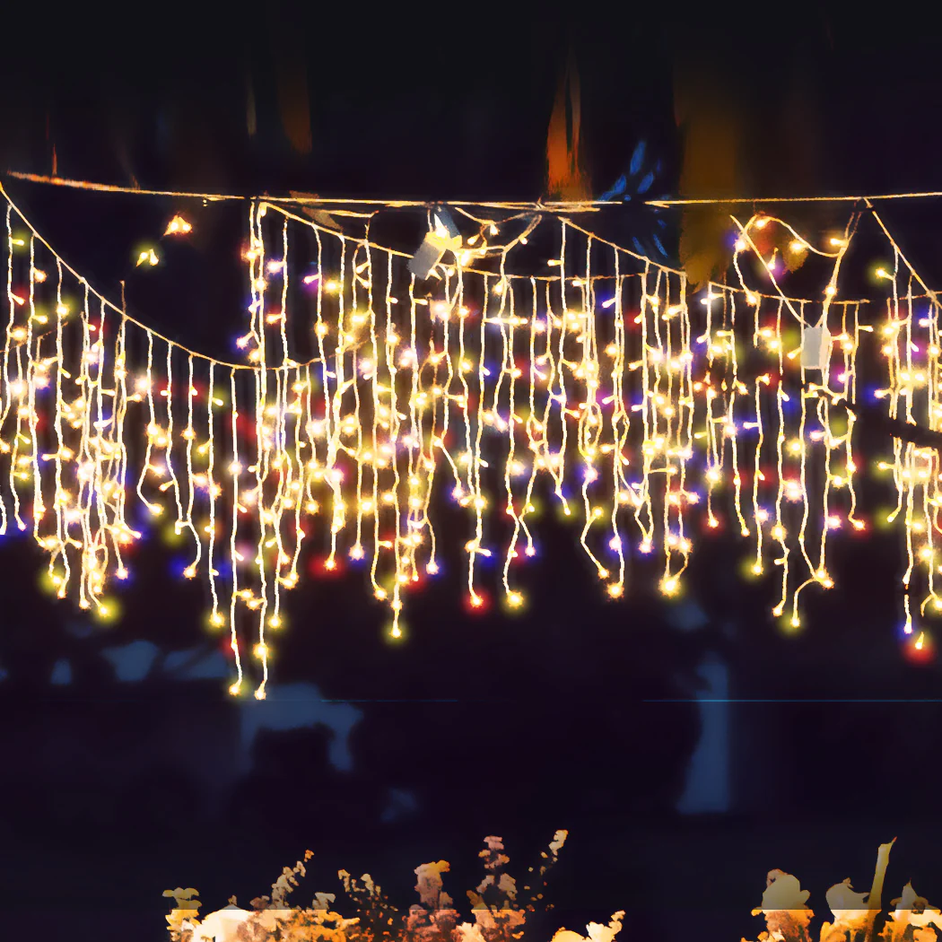 22M 500 LED Bulbs Curtain Fairy String Lights Outdoor Christmas Party Lights - Warm White - Nurns