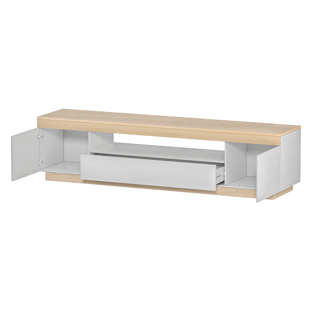 180cm TV Cabinet Entertainment Unit Stand - White Wood - Nurns