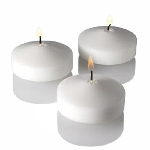 10 Pack of 6 Hour White Floating Candles - 5.8cm diameter - Wedding Party Decoration - Nurns