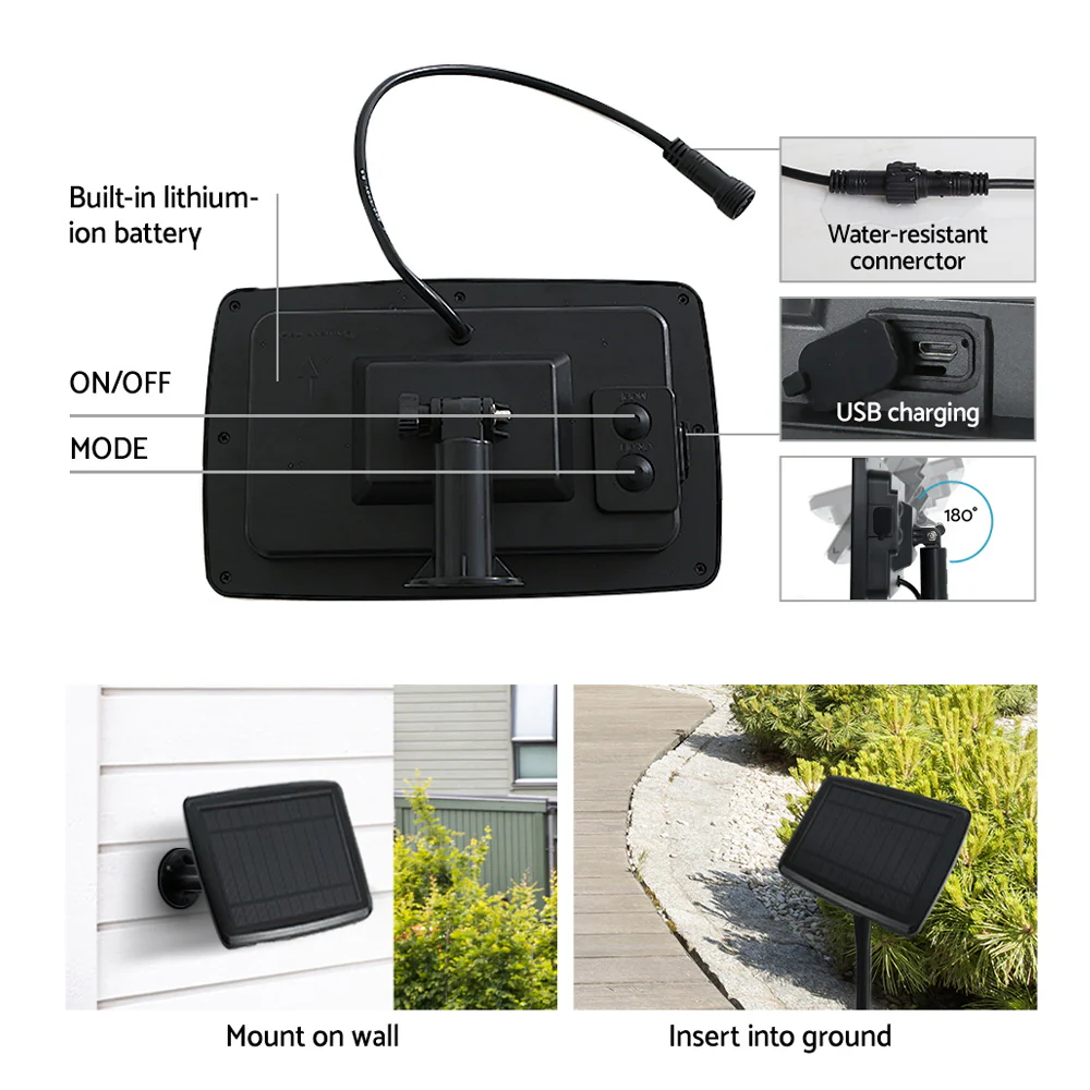 17m Solar Festoon Lights Outdoor LED String Light Christmas Party Garden Decor - Nurns