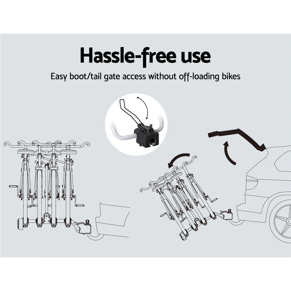 4 Bicycle Bike Carrier Rack Car Towbar Hitch Ball Mount Tail light Silver - Nurns