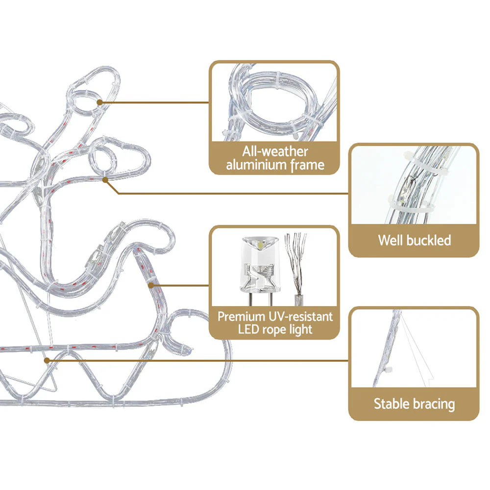 1X Christmas Lights Reindeer Sleigh 806 LED Decorations - Nurns