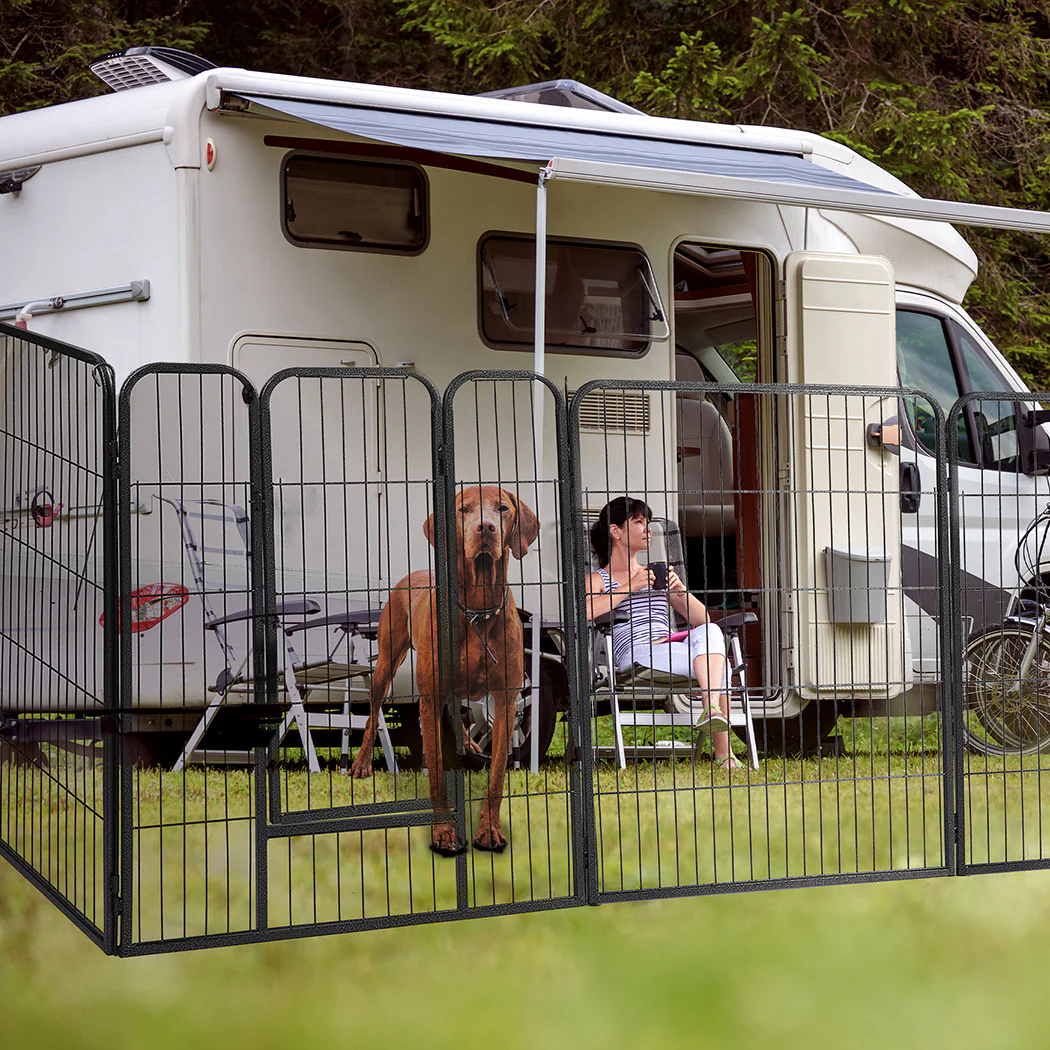 40'' 8 Panel Pet Dog Playpen Puppy Exercise Cage Enclosure Fence Cat Play Pen - Black - Nurns