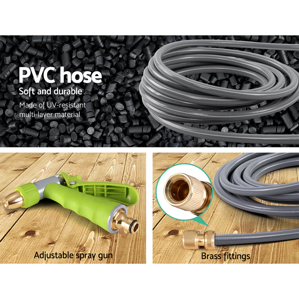 30M Retractable Hose Reel Garden Water Brass Auto Rewind Spray Gun - Nurns