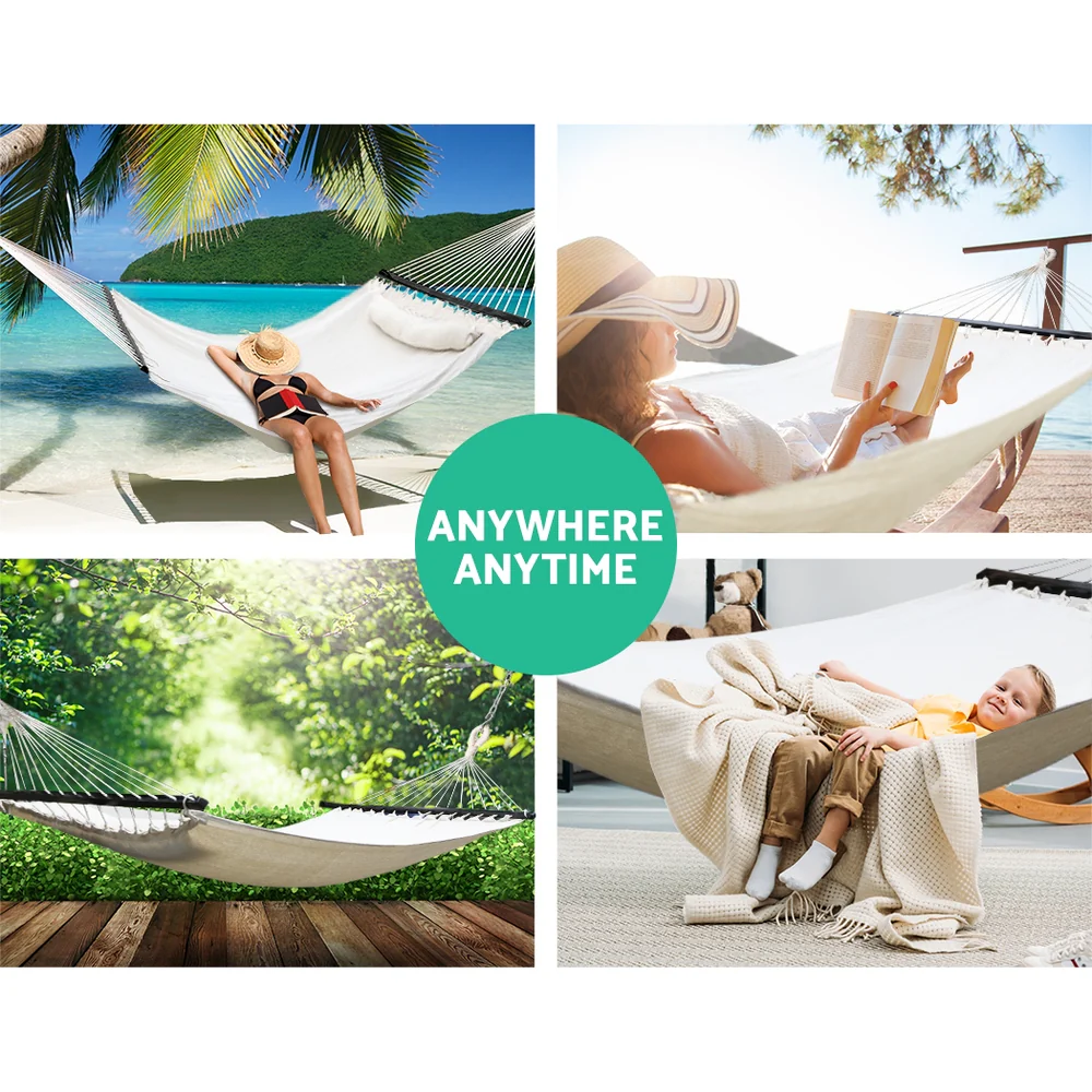 2-Seater Hammock Bed Outdoor Camping Portable Hanging Chair Pillow - Nurns