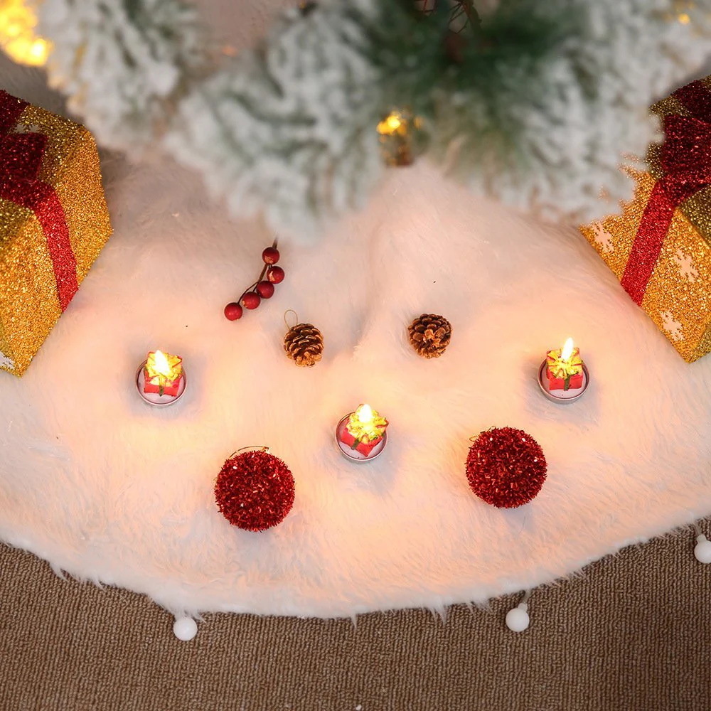 150cm Christmas Snow Plush Tree Skirt Xmas Base Floor Mat Cover Decor - Nurns