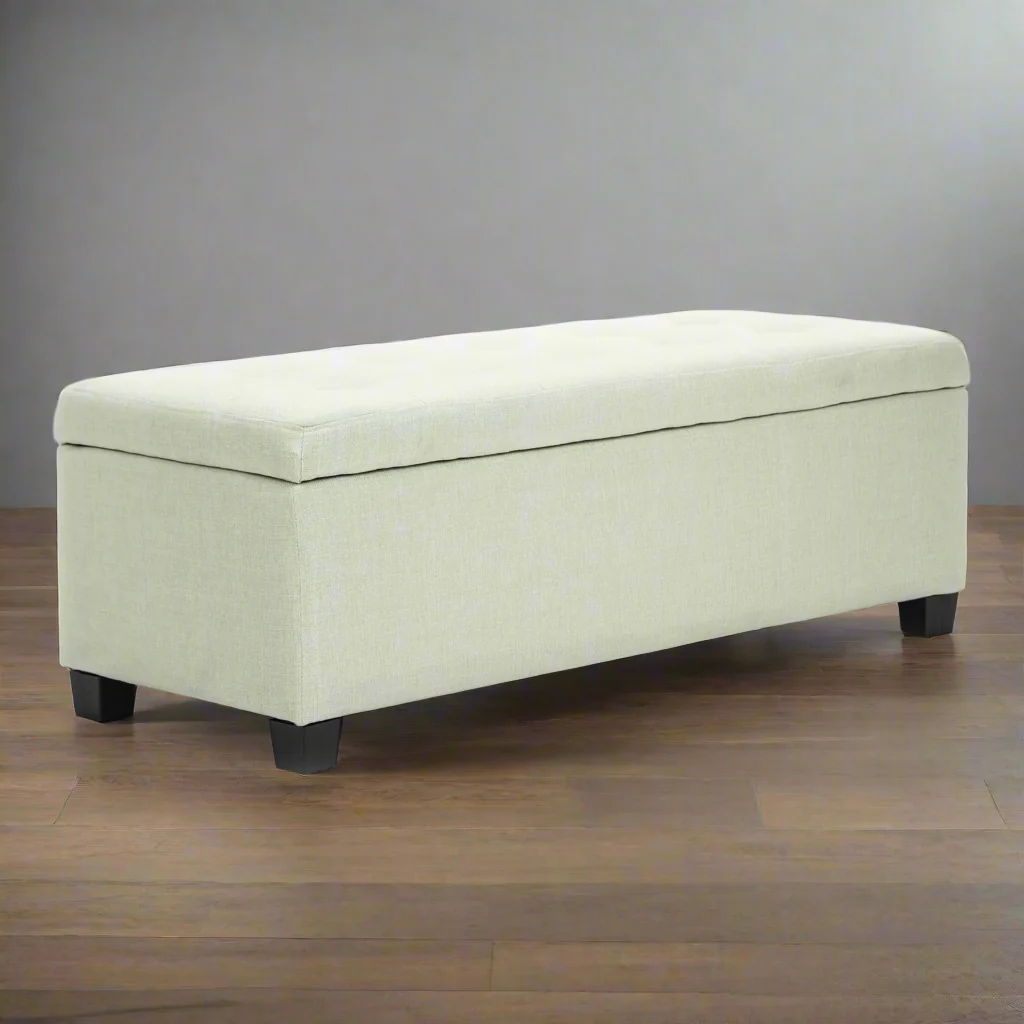 102cm Storage Ottoman Stool Fabric - Light Green - Nurns