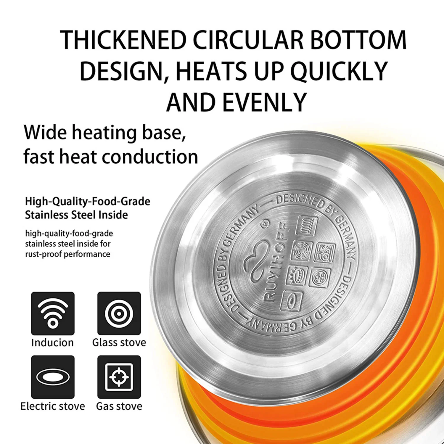 3 Liter Tea Whistling Kettle Stainless Steel Modern Whistling Tea Pot for Stovetop - Nurns