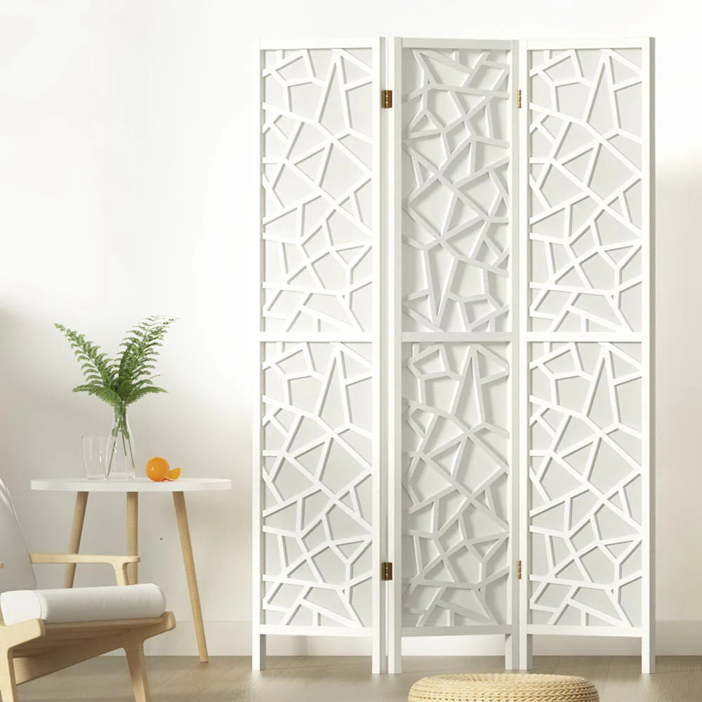 3 Panel Room Divider Screen 122x170cm - White - Nurns
