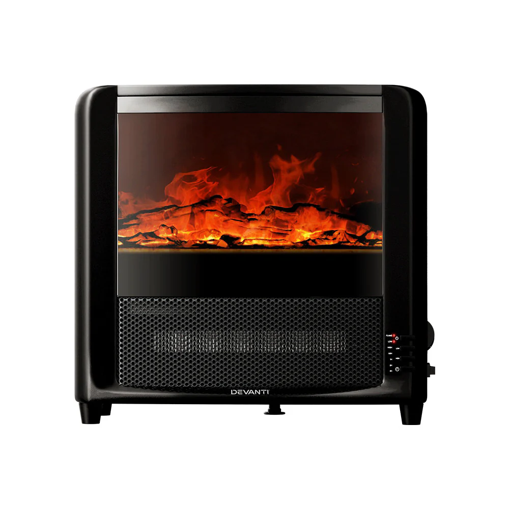 2000W Electric Fireplace Fire Heaters - Black - Nurns