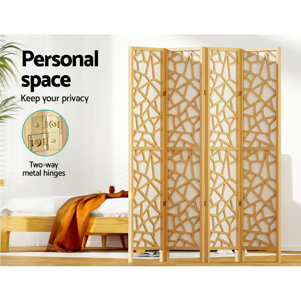 4 Panel Room Divider Screen 162x170cm - Natural - Nurns